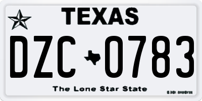 TX license plate DZC0783