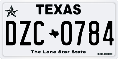 TX license plate DZC0784