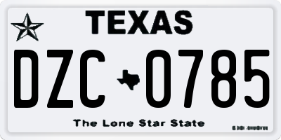 TX license plate DZC0785