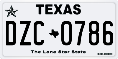 TX license plate DZC0786