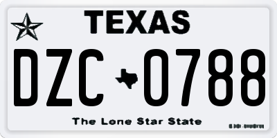 TX license plate DZC0788