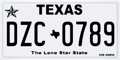 TX license plate DZC0789