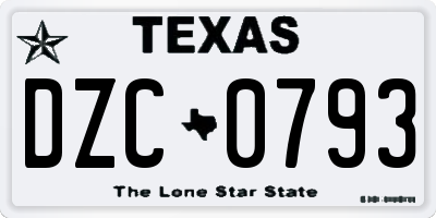 TX license plate DZC0793
