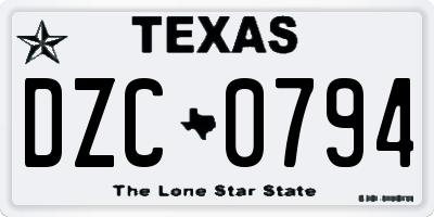 TX license plate DZC0794