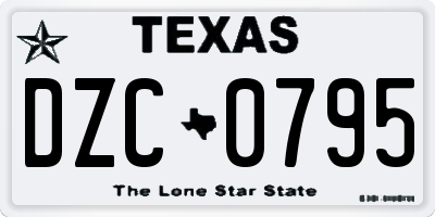 TX license plate DZC0795