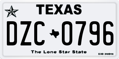 TX license plate DZC0796