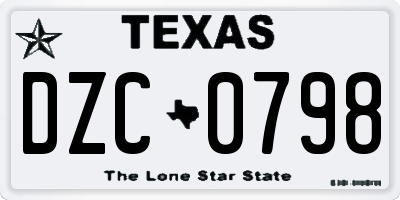 TX license plate DZC0798