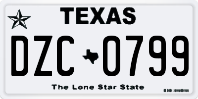 TX license plate DZC0799