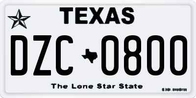 TX license plate DZC0800