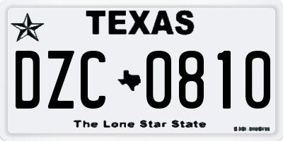 TX license plate DZC0810