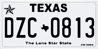TX license plate DZC0813