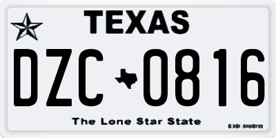 TX license plate DZC0816
