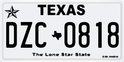 TX license plate DZC0818