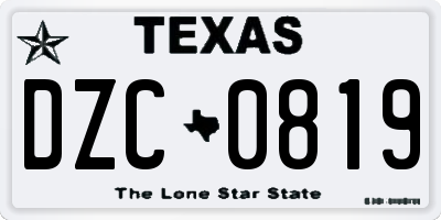 TX license plate DZC0819