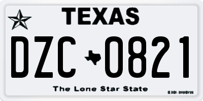 TX license plate DZC0821