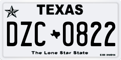TX license plate DZC0822