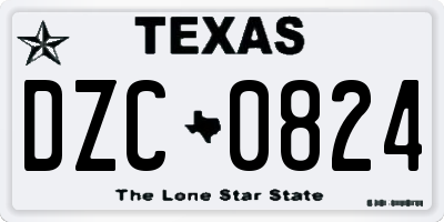 TX license plate DZC0824