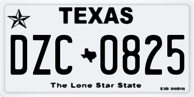 TX license plate DZC0825