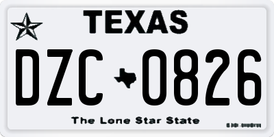 TX license plate DZC0826