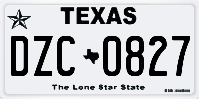 TX license plate DZC0827