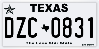 TX license plate DZC0831