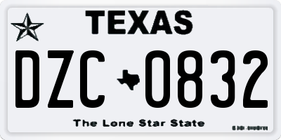 TX license plate DZC0832