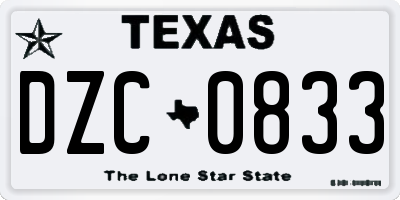 TX license plate DZC0833