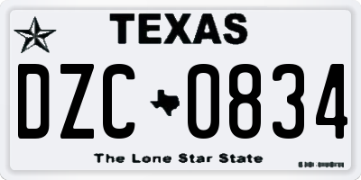 TX license plate DZC0834