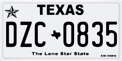 TX license plate DZC0835