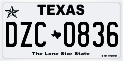TX license plate DZC0836