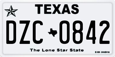 TX license plate DZC0842