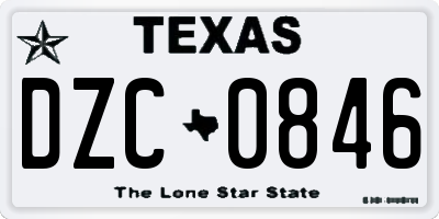TX license plate DZC0846