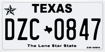 TX license plate DZC0847