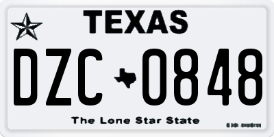 TX license plate DZC0848