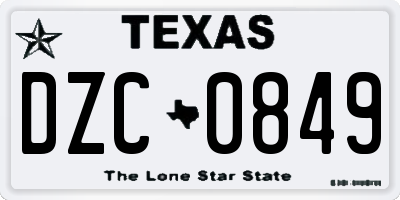 TX license plate DZC0849