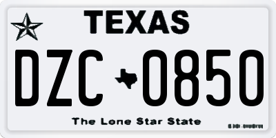 TX license plate DZC0850
