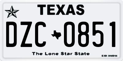 TX license plate DZC0851