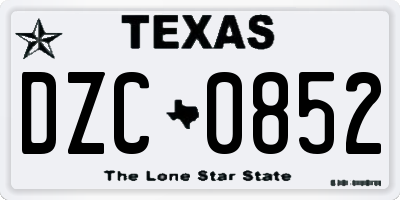 TX license plate DZC0852