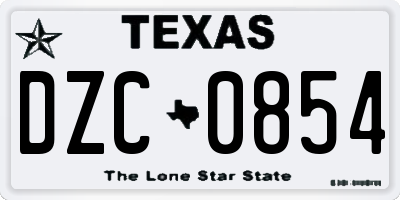 TX license plate DZC0854