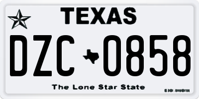 TX license plate DZC0858