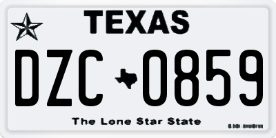 TX license plate DZC0859