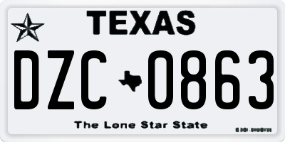 TX license plate DZC0863