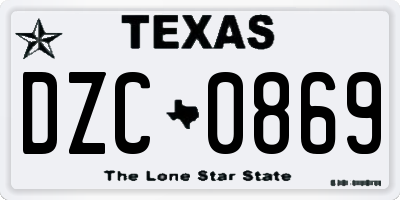 TX license plate DZC0869
