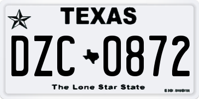 TX license plate DZC0872