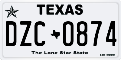 TX license plate DZC0874