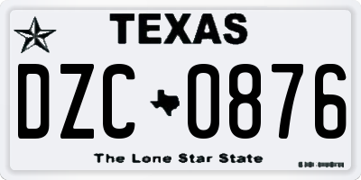 TX license plate DZC0876