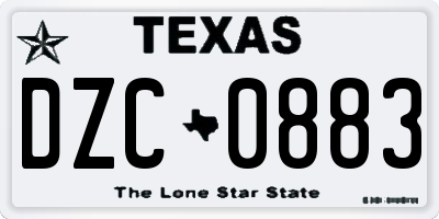 TX license plate DZC0883