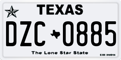 TX license plate DZC0885