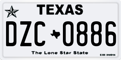 TX license plate DZC0886