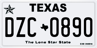 TX license plate DZC0890